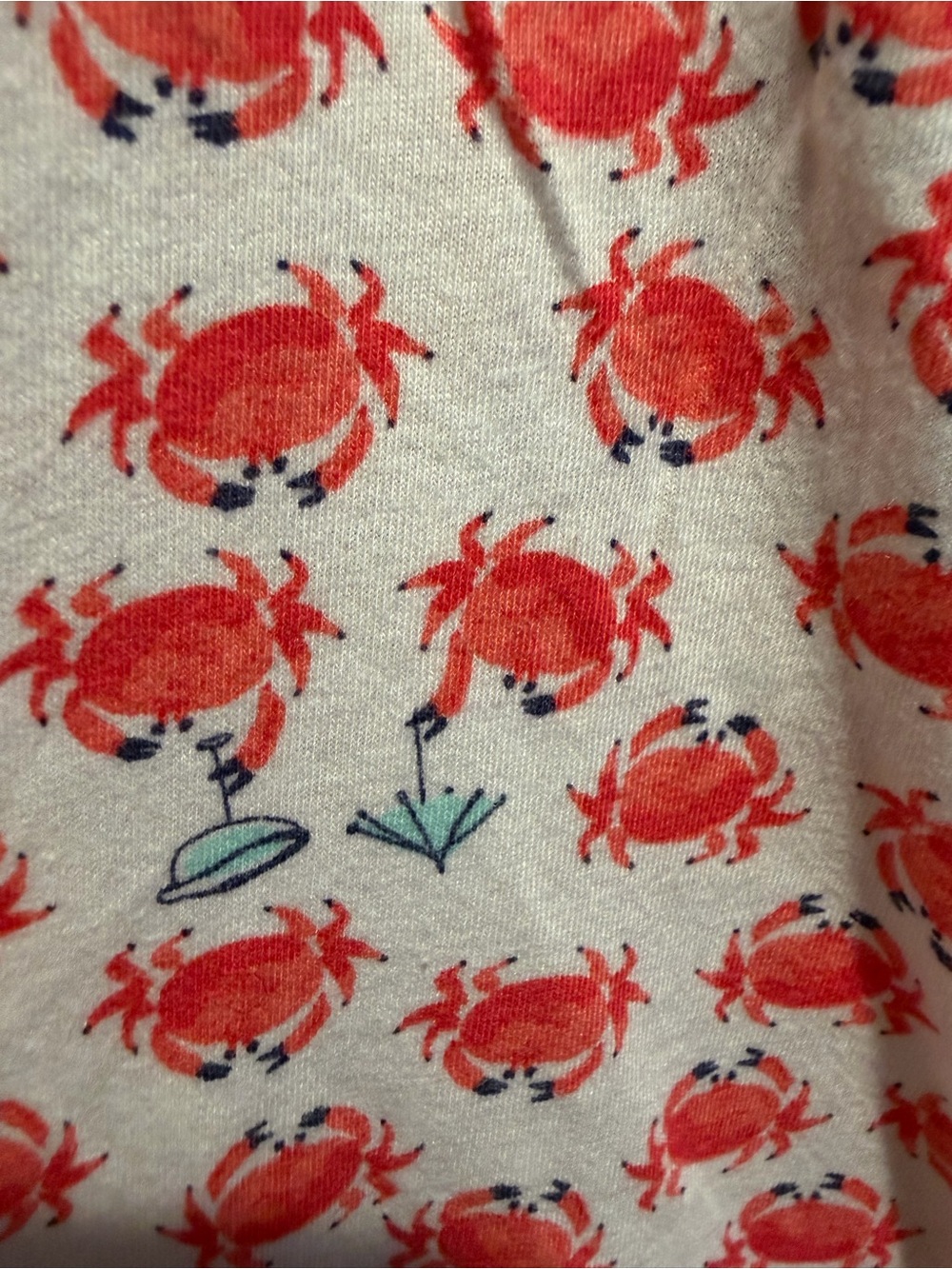HUE White Pajama Shorts with Red Crab Print and Red Drawstring - Picture 3 of 4